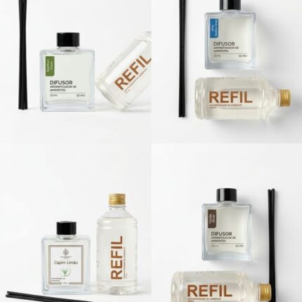 Kit Essencial: Difusor (250ml) + Refil (500ml) e um Mine Spray de Brinde